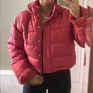 LA Hearts red cropped puffer jacket ♡